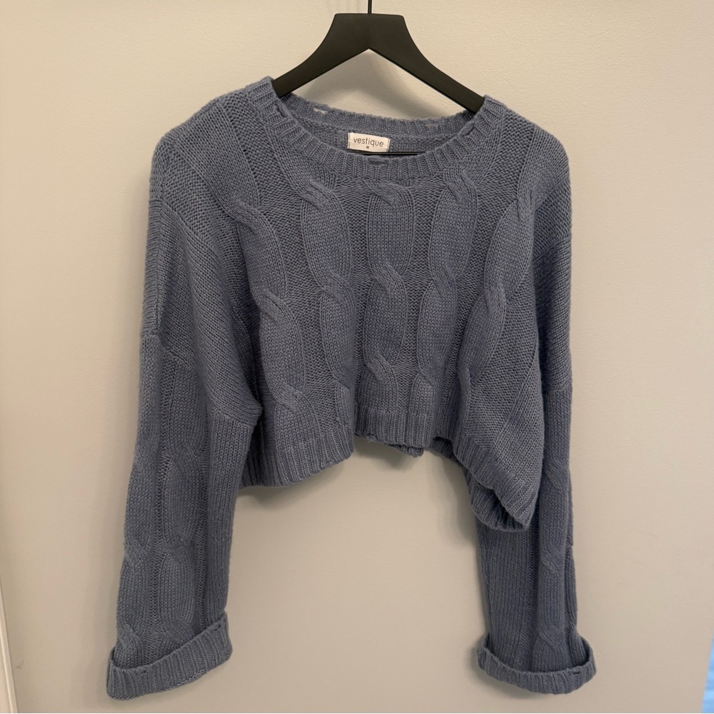 Wild Fable Dusty Blue Cropped Sweater VESTIQUE